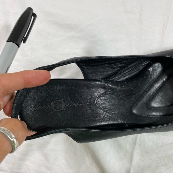 BORN Shoes Woman’s 7 Sling Leather Shoes Heels Chunky Heel Front Bow - Picture 4 of 14